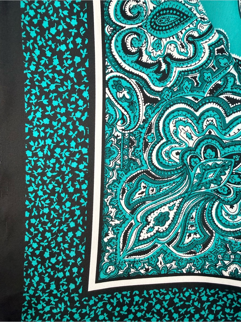 Michael Kors 3X Paisley Kimono Cardigan Teal Black Open Front Duster Plus Size - Picture 8 of 10